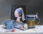 Stilleven meisje met de parel, olie op paneel 